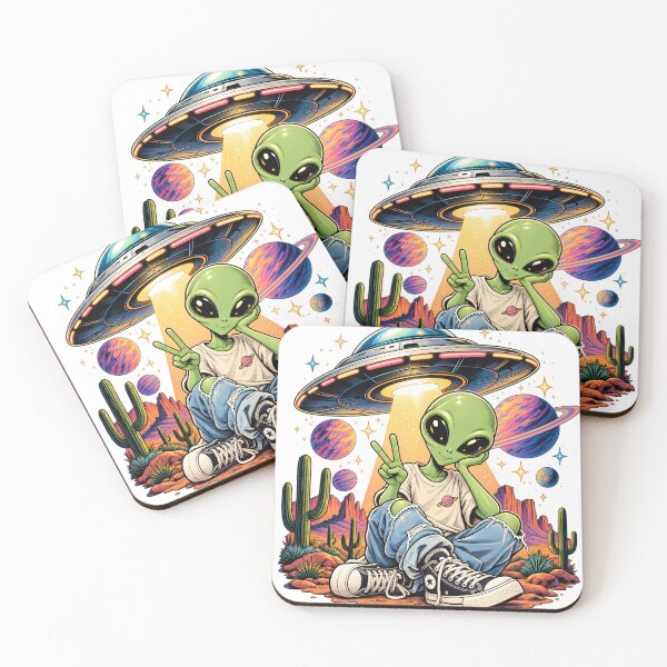 Item preview, Retro Alien UFO Cosmic Desert designed and sold by TinyWeird.