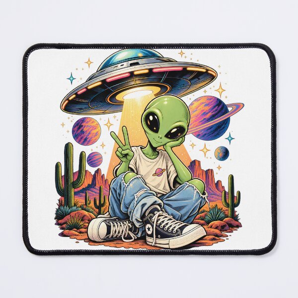 Item preview, Retro Alien UFO Cosmic Desert designed and sold by TinyWeird.