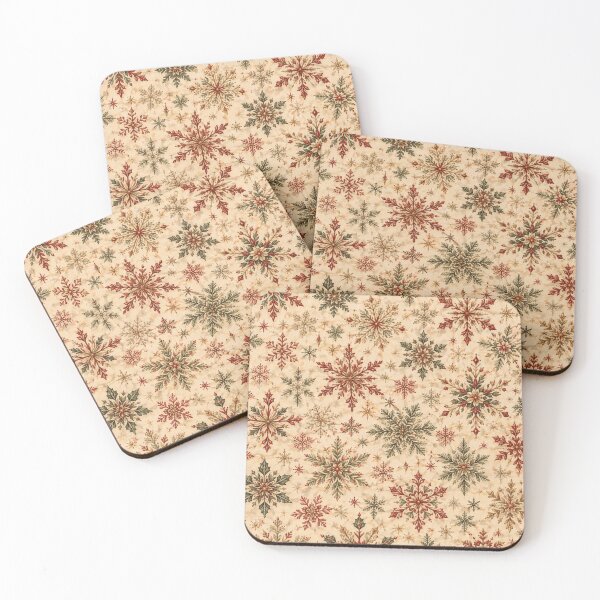 Item preview, Vintage Christmas Snowflake Red Green Gold designed and sold by mycute-stickers.