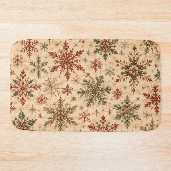 Item preview, Vintage Christmas Snowflake Red Green Gold designed and sold by mycute-stickers.