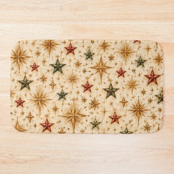 Item preview, Vintage Christmas Stars Gold Red Green designed and sold by mycute-stickers.