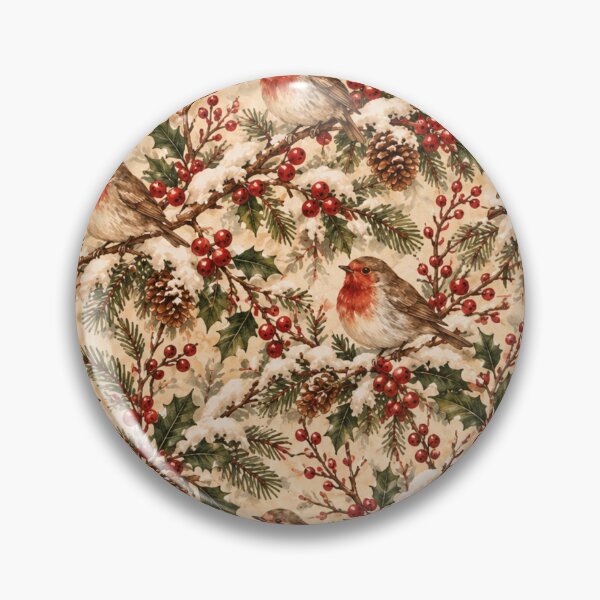 Item preview, Vintage Christmas Robin Holly Snow designed and sold by mycute-stickers.