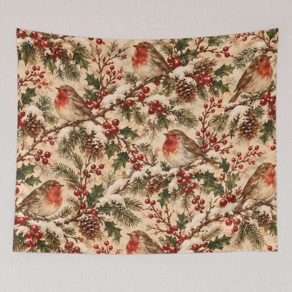 Item preview, Vintage Christmas Robin Holly Snow designed and sold by mycute-stickers.