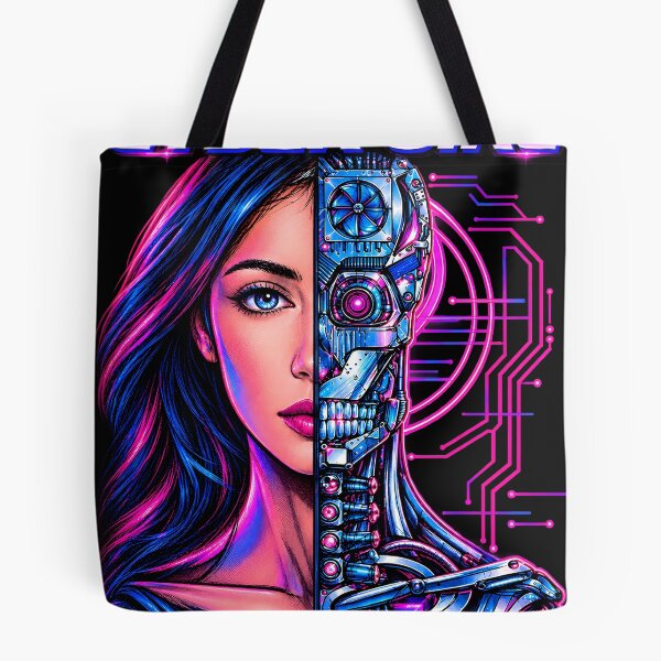 Item preview, Cyberpunk Female Cyber-Girl Android Art Print - Retro Synthwave Cyborg T-Shirt Design - Futuristic Sci-Fi Robot Poster - Terminator Inspired Graphic designed and sold by jvrgraphs.