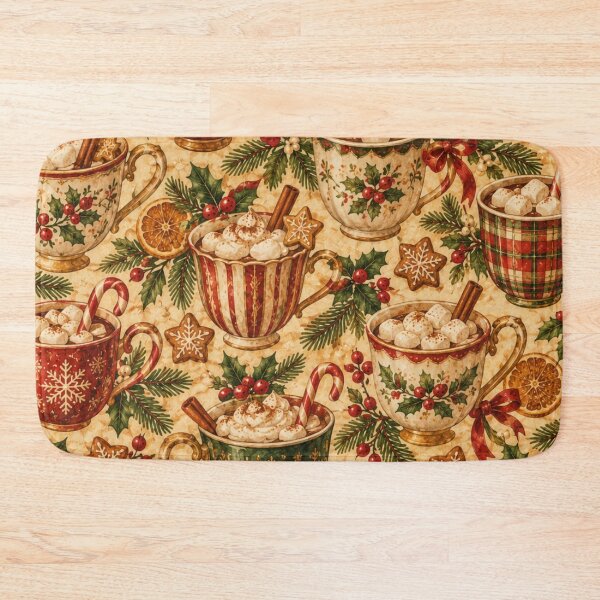Aperçu de l'œuvre Tasses de Noël vintage pour chocolat chaud créée et vendue par mycute-stickers.