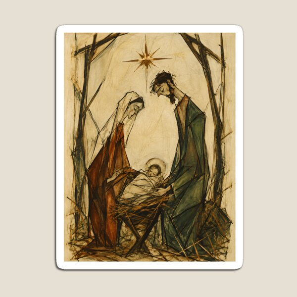 Item preview, Holy Family Nativity with Star Rustic Christmas Illustration designed and sold by GutyzDesignsES.