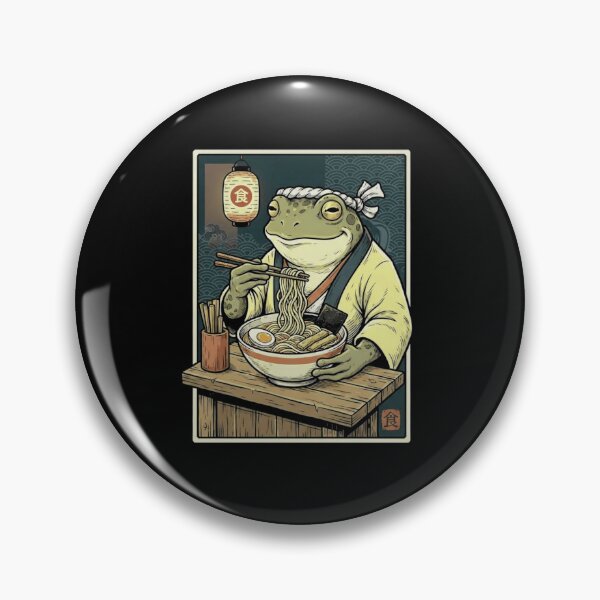 Item preview, Japanese Ramen Frog Eating Noodles Vintage Food Design designed and sold by MiALopezArt.