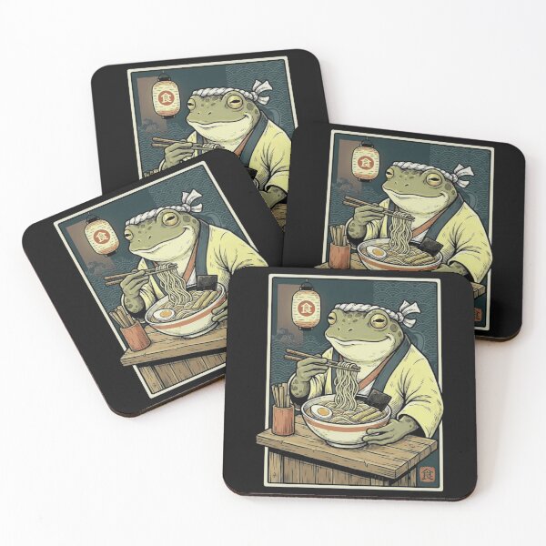 Item preview, Japanese Ramen Frog Eating Noodles Vintage Food Design designed and sold by MiALopezArt.