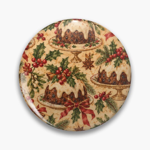 Artikelvorschau, Vintage Weihnachtspudding Stechpalme entworfen und verkauft von mycute-stickers.