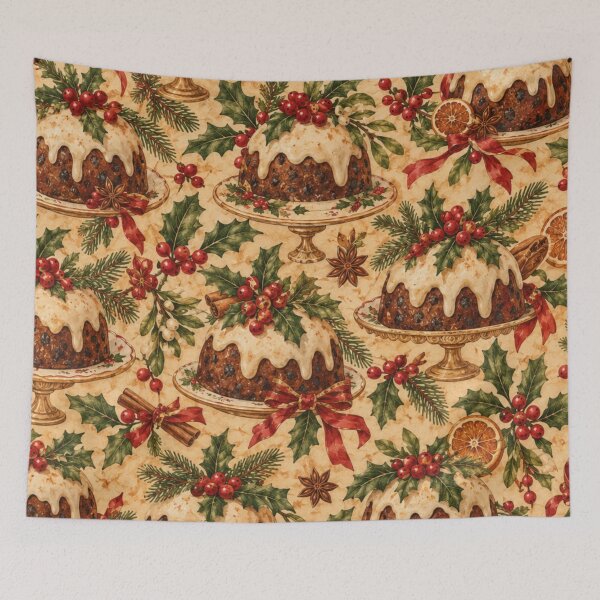 Item preview, Vintage Christmas Pudding Holly  designed and sold by mycute-stickers.