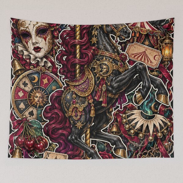 Item preview, Midnight Carnival | Gothic Carousel Horse & Dark Sideshow Collage designed and sold by Inked Legacy.