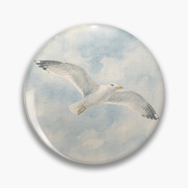 Item preview, Coastal Seagull in Flight Illustration | Coastal Wall Art designed and sold by FixationStudio.