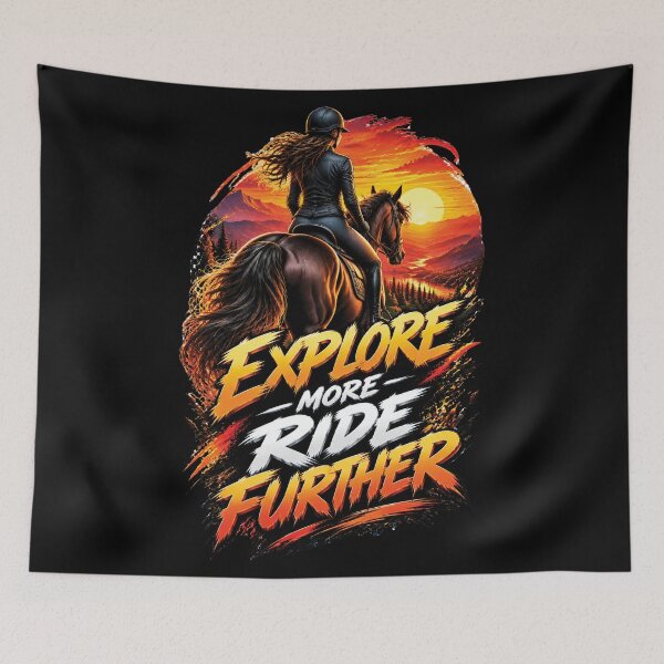 Item preview, Explore More Ride Further Horse Riding Adventure Design designed and sold by M. Mamdouh Artworks.