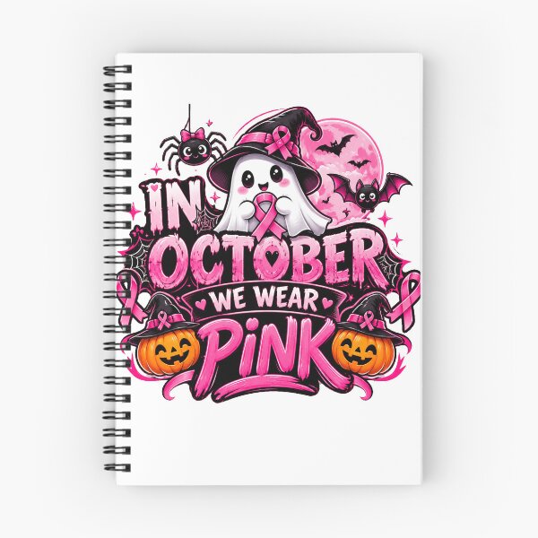 Item preview, In October We Wear Pink Cute Halloween Boo Witch designed and sold by QuiteOrbit.