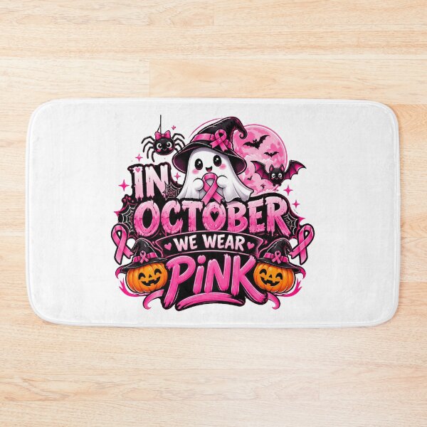 Item preview, In October We Wear Pink Cute Halloween Boo Witch designed and sold by QuiteOrbit.