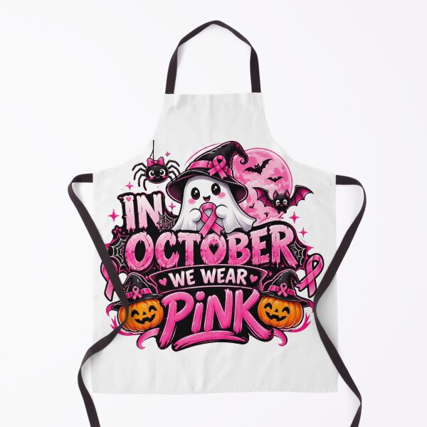 Item preview, In October We Wear Pink Cute Halloween Boo Witch designed and sold by QuiteOrbit.