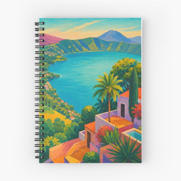 Item preview, Vibrant Tropical Mountain Lake Village Landscape designed and sold by GutyzDesignsES.