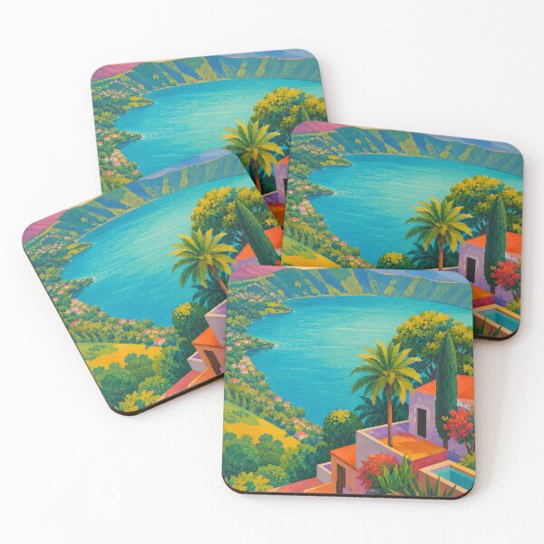 Item preview, Vibrant Tropical Mountain Lake Village Landscape designed and sold by GutyzDesignsES.