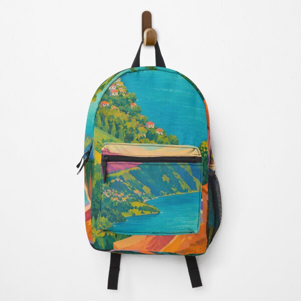 Item preview, Vibrant Tropical Mountain Lake Village Landscape designed and sold by GutyzDesignsES.