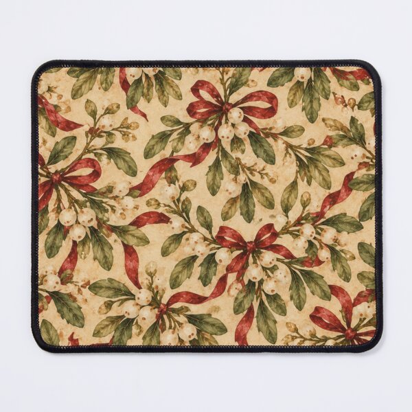 Item preview, Vintage Mistletoe Red Bow Christmas Pattern designed and sold by mycute-stickers.