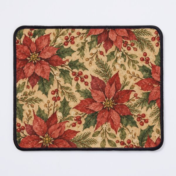Item preview, Vintage Poinsettia Holly Christmas Pattern designed and sold by mycute-stickers.