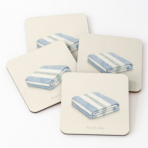 Item preview, Beach Day Striped Towel Illustration | Coastal Wall Art designed and sold by FixationStudio.