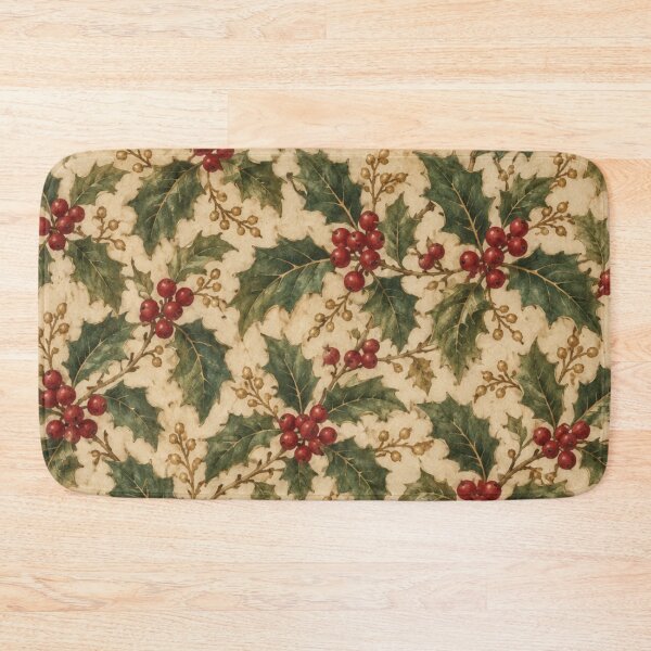Item preview, Vintage Holly Berry Dense Christmas Pattern designed and sold by mycute-stickers.
