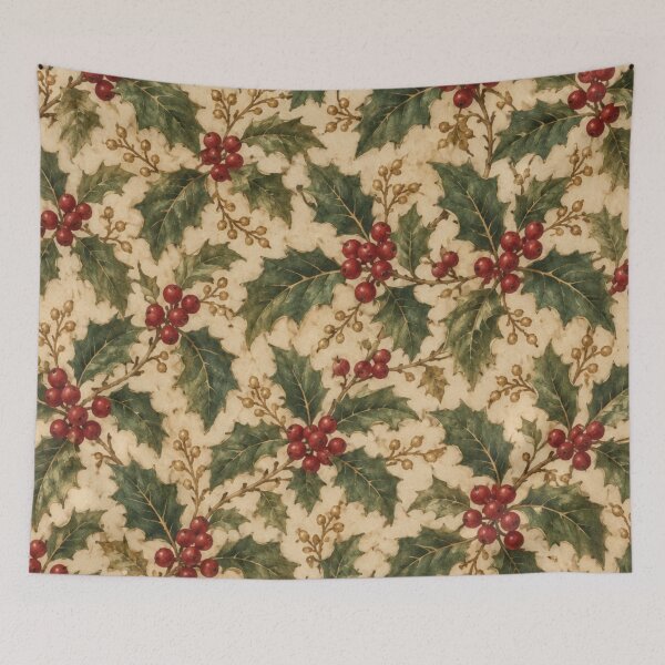 Item preview, Vintage Holly Berry Dense Christmas Pattern designed and sold by mycute-stickers.