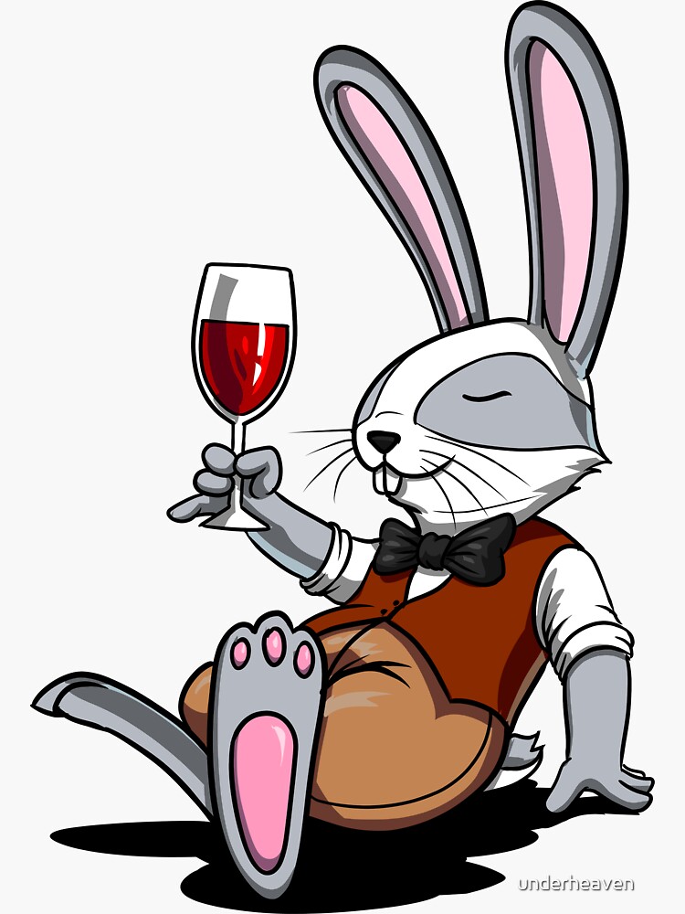 "Rabbit Wine Party" Sticker by underheaven Redbubble