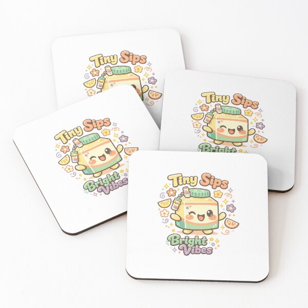 Item preview, Tiny Sips Bright Vibes Cute Kawaii Juice Drink Positive Food Art Print designed and sold by inkoutninja.