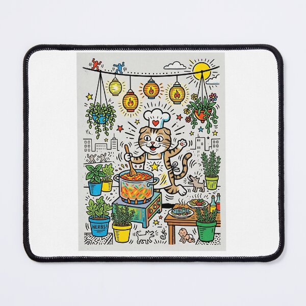 Item preview, Scottish Fold Rooftop Herb Chef designed and sold by PictoVibe.