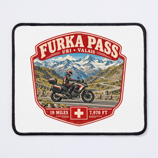Item preview, Furka Pass Uri Valais Switzerland Motorcycle Mountain Pass Rider designed and sold by Star3NowForMe.