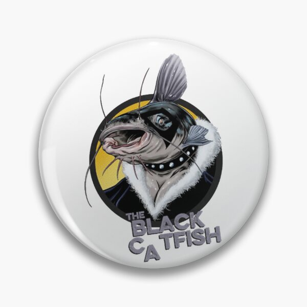 Item preview, Funny Cartoon Catfish Superhero Mask Circular Badge designed and sold by BorisBruns.