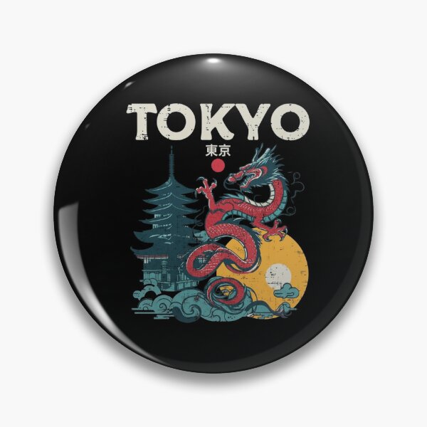 Item preview, Tokyo Japanese Red Dragon Pagoda Mount Fuji Asian Art Design designed and sold by Ostericaimusa.