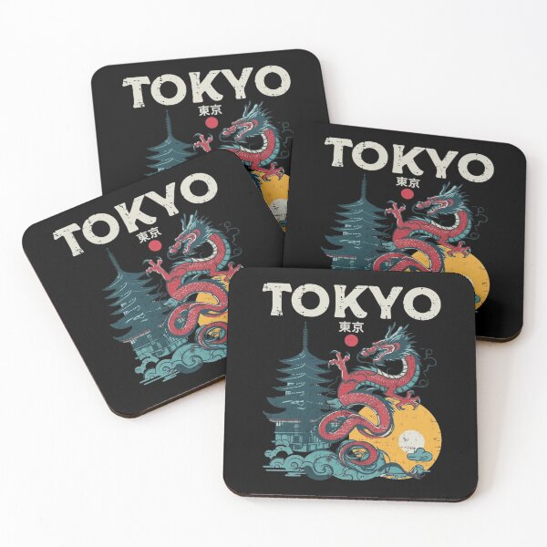 Item preview, Tokyo Japanese Red Dragon Pagoda Mount Fuji Asian Art Design designed and sold by Ostericaimusa.