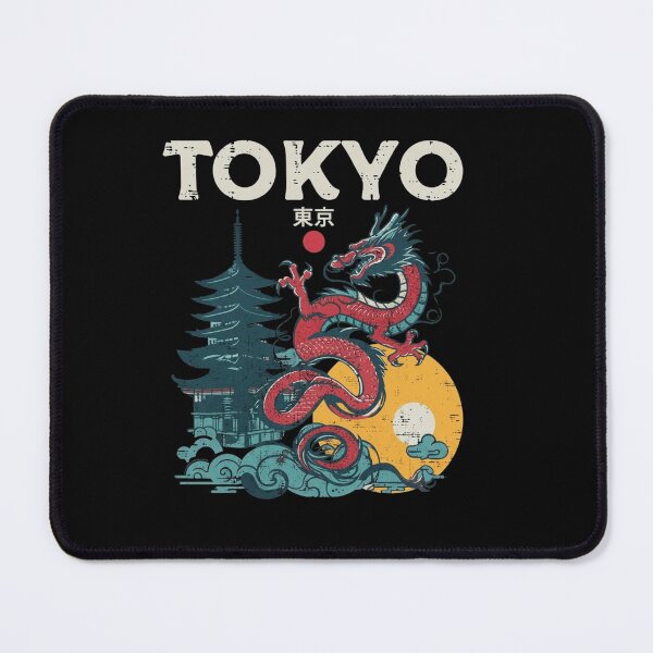 Item preview, Tokyo Japanese Red Dragon Pagoda Mount Fuji Asian Art Design designed and sold by Ostericaimusa.