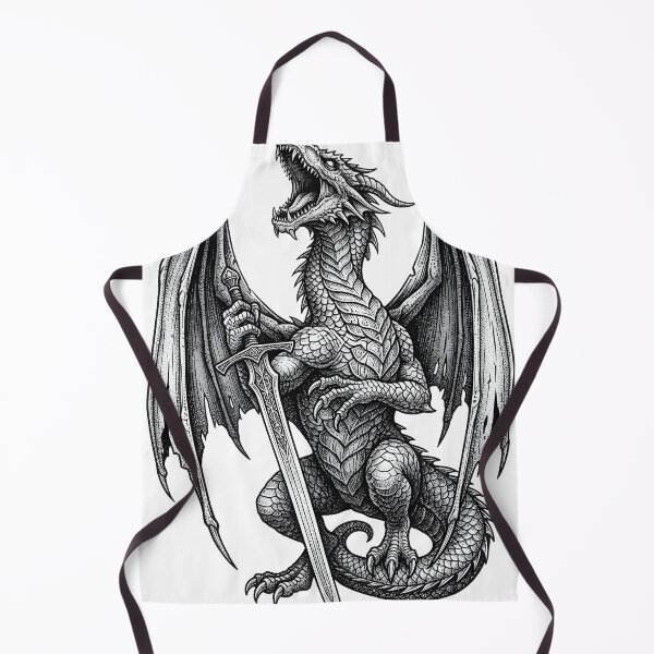 Item preview, Frontal Guardian Dragon with Sword - Symmetrical Ink Art designed and sold by DragonSerpent Ink.