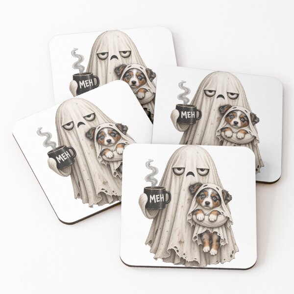Item preview, Grumpy Australian Shepherd Ghost Halloween Mug designed and sold by luu phong.