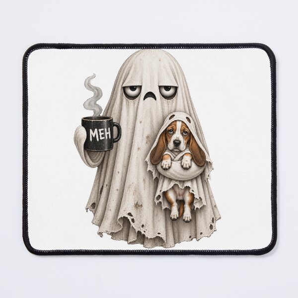 Item preview, Grumpy Basset Hound Ghost Halloween Mug designed and sold by luu phong.