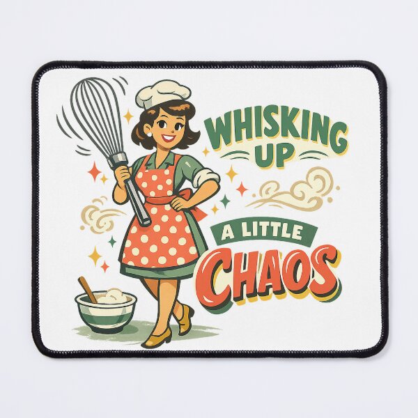 Item preview, Whisking Up a Little Chaos Funny Baker Chef Kitchen Retro Cooking Art designed and sold by inkoutninja.