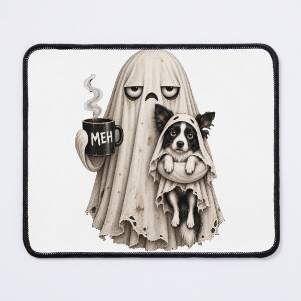 Item preview, Grumpy Border Collie Ghost Halloween Mug designed and sold by luu phong.