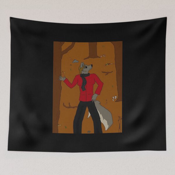 Item preview, Stylish Wolf Character in Autumn Forest designed and sold by J-Mindful.