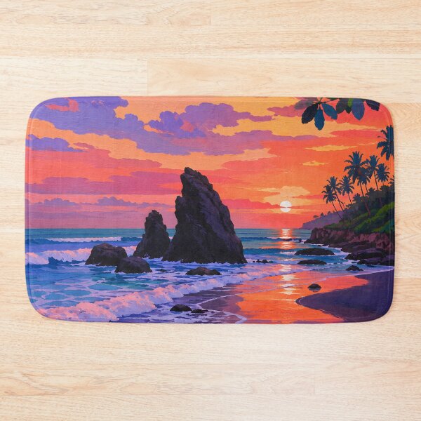 Item preview, Tropical Beach Sunset with Sea Stacks and Palm Trees designed and sold by GutyzDesignsES.