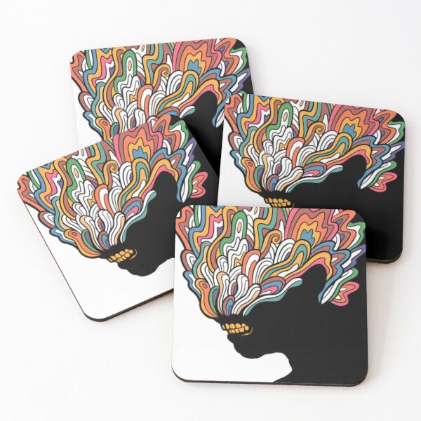 Item preview, Abstract Psychedelic Colorful Flower Head Profile Silhouette designed and sold by BorisBruns.