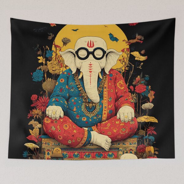 Item preview, Cool Elephant Meditating Halloween Yellow Sun Pumpkin Skull Pop Art designed and sold by PANNARUK THAILAND.