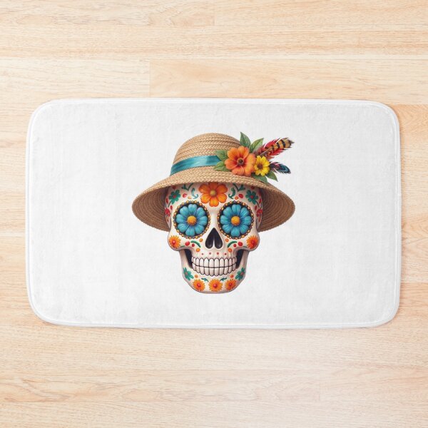 Item preview, Day of the Dead Skull with Straw Garden Hat designed and sold by BajioAmigos.