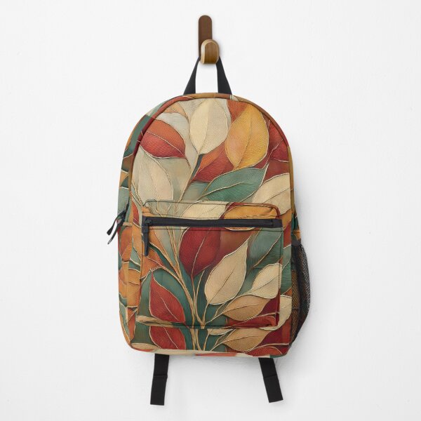 Item preview, Rustic autumn botanicals watercolor painting abstract garden leaf pattern rust, beige, brown, teal green, warm Autumn colours leaves designed and sold by navitalidesign.