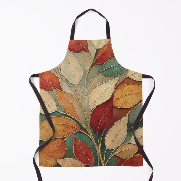 Item preview, Rustic autumn botanicals watercolor painting abstract garden leaf pattern rust, beige, brown, teal green, warm Autumn colours leaves designed and sold by navitalidesign.