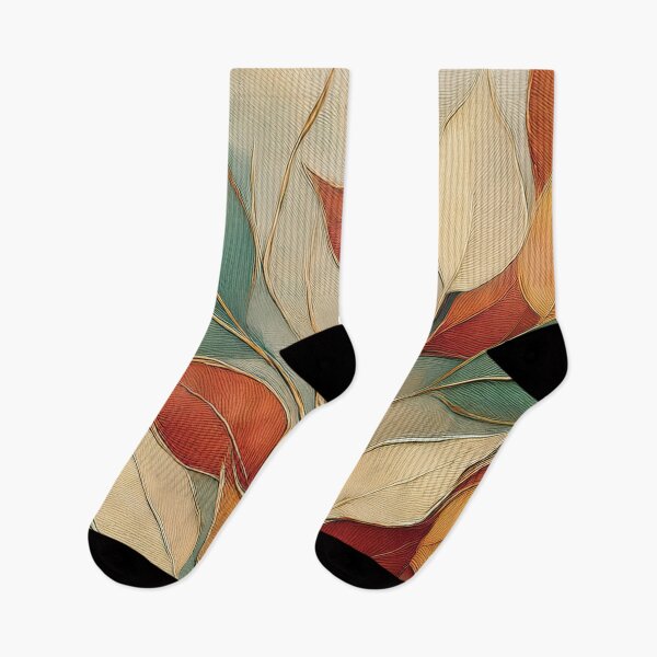 Item preview, Rustic autumn botanicals watercolor painting abstract garden leaf pattern rust, beige, brown, teal green, warm Autumn colours leaves designed and sold by navitalidesign.