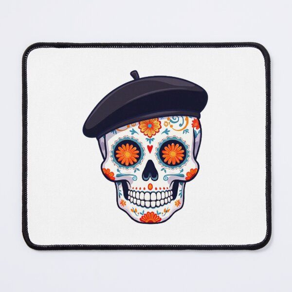 Item preview, Day of the Dead Skull with French Beret designed and sold by BajioAmigos.